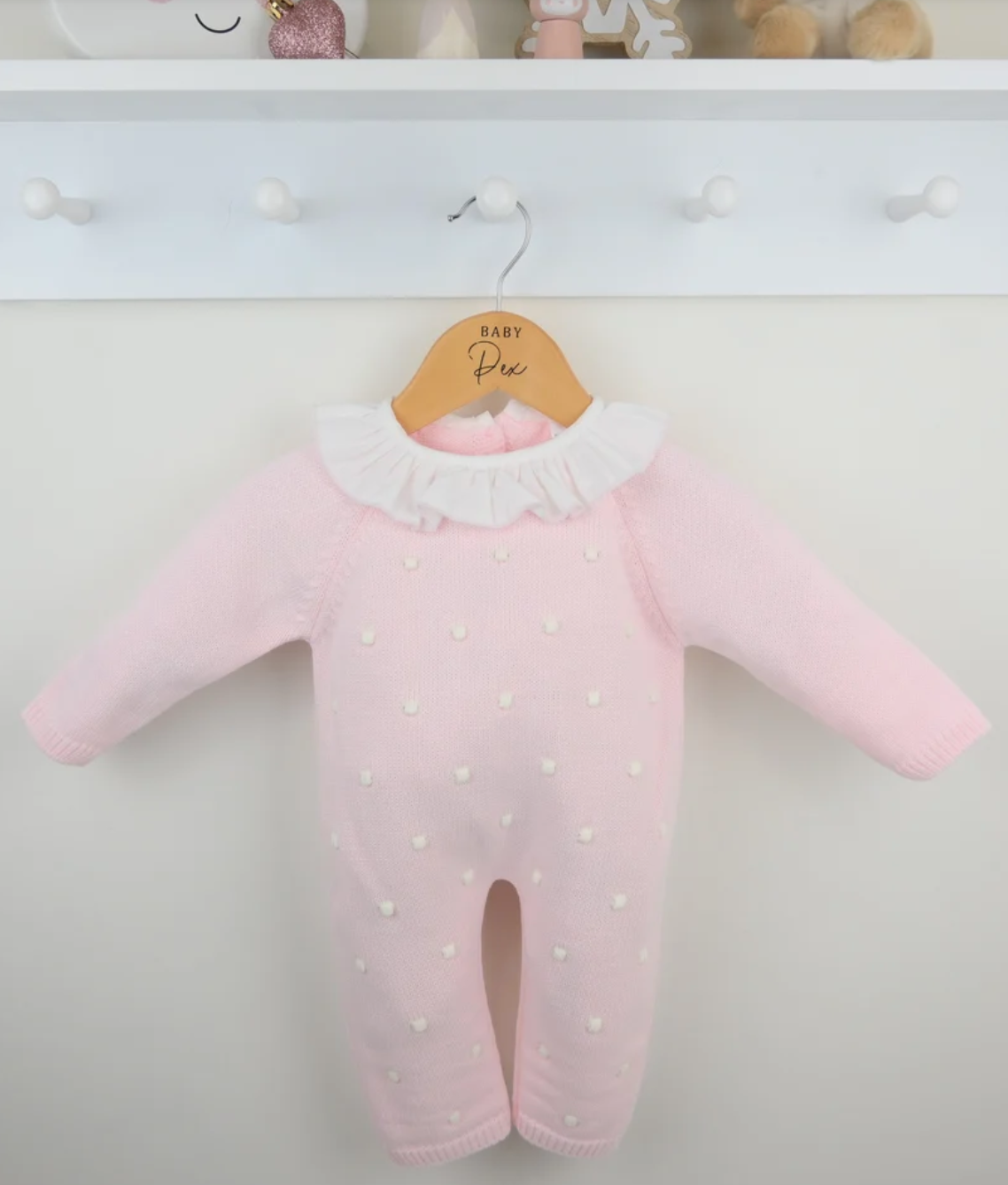 Pex Girls Pink Knitted Bobble Romper Snowy