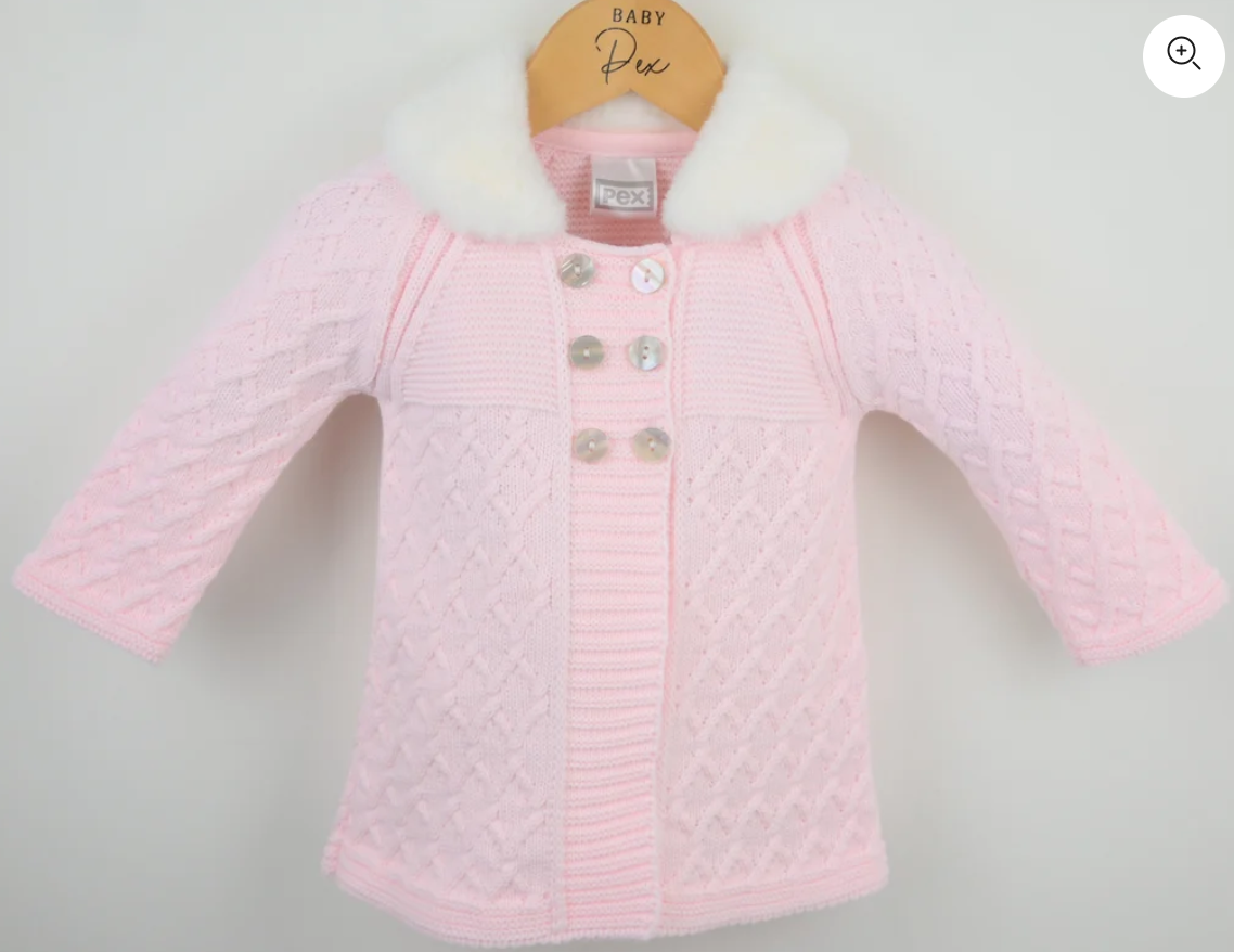 Pex Girls Pink Knitted Coat & Hat Set Tillie