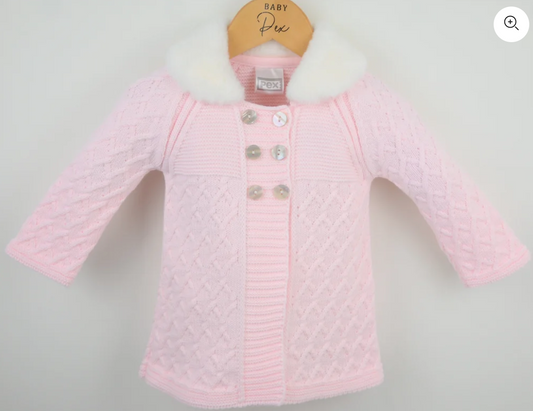 Pex Girls Pink Knitted Coat & Hat Set Tillie