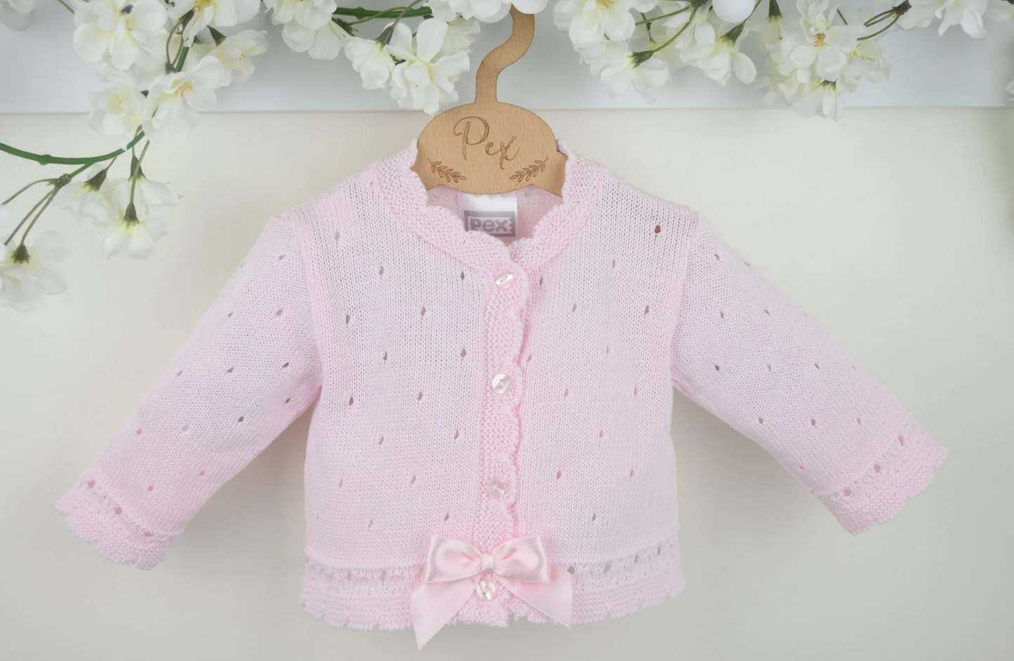 Pex Girls Pink Knitted Bow Cardigan Miranda