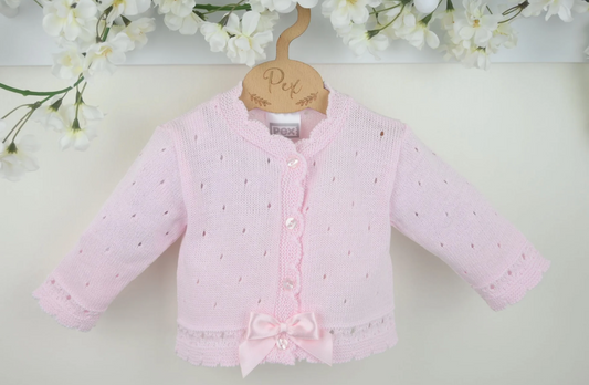 Pex Girls Pink Knitted Bow Cardigan Miranda