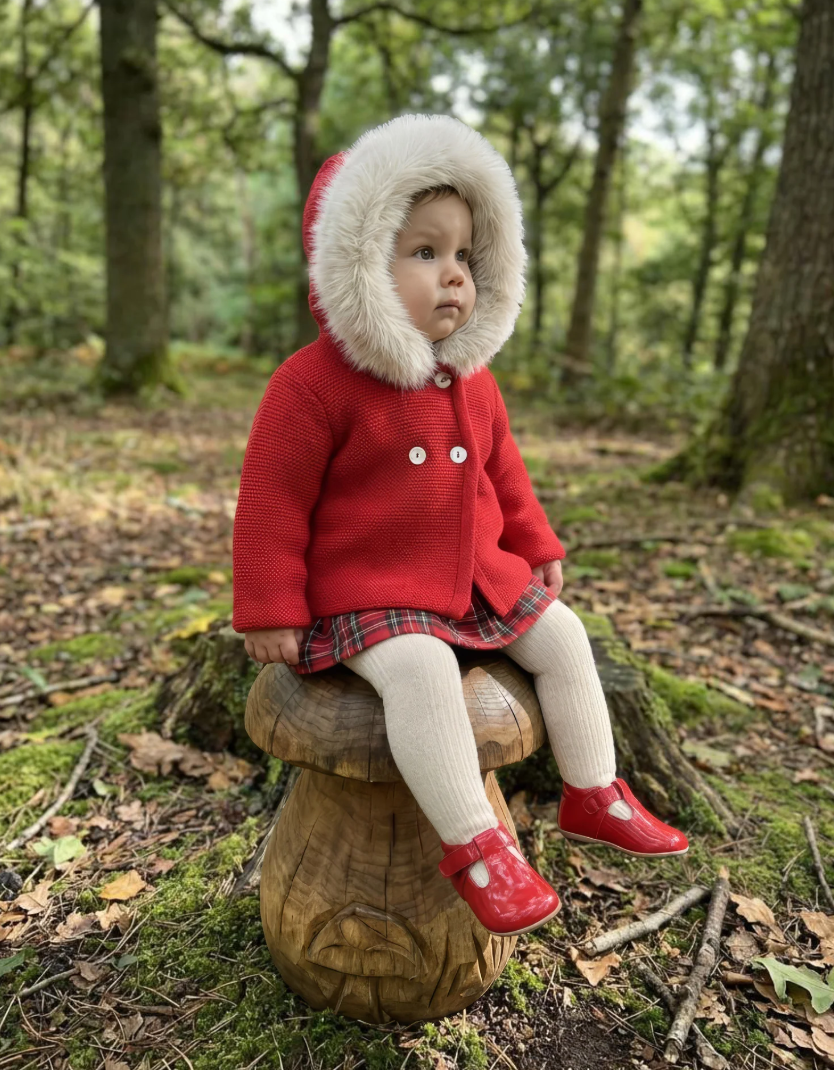 PRE ORDER Pex Red Knitted Fur Hooded Jacket Sabrina