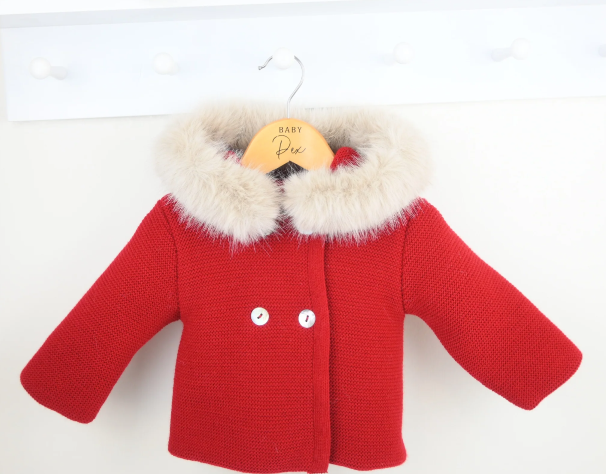 PRE ORDER Pex Red Knitted Fur Hooded Jacket Sabrina