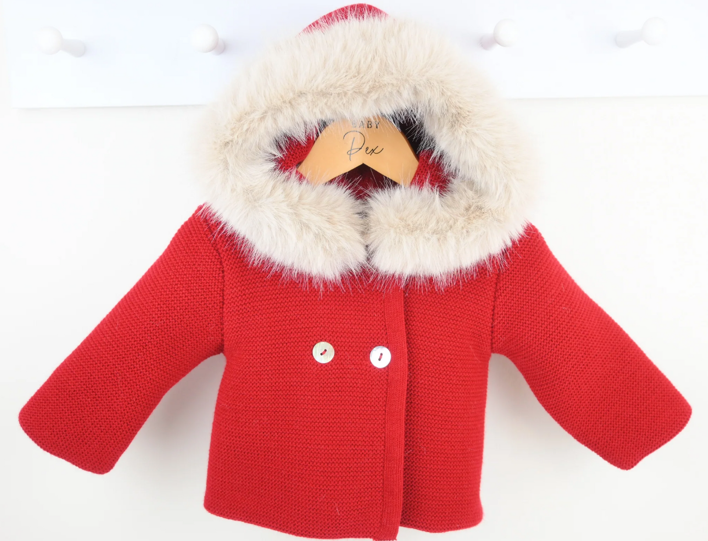 PRE ORDER Pex Red Knitted Fur Hooded Jacket Sabrina