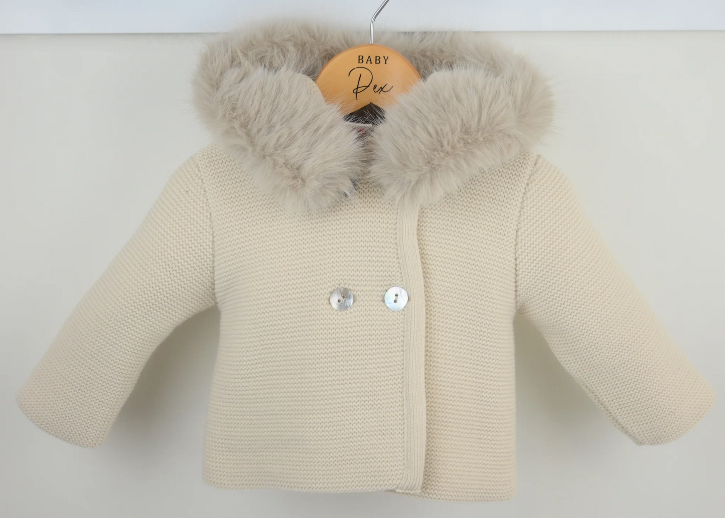PRE ORDER Pex Beige Knitted Fur Hooded Jacket Sabrina