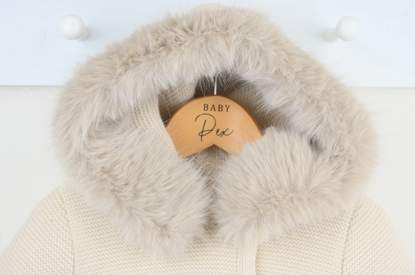 PRE ORDER Pex Beige Knitted Fur Hooded Jacket Sabrina