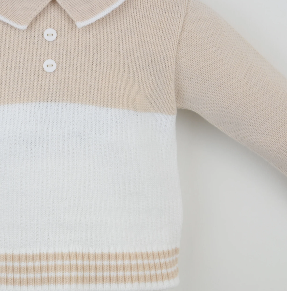 Pex Boys Beige & White Polo Trouser Set Parker