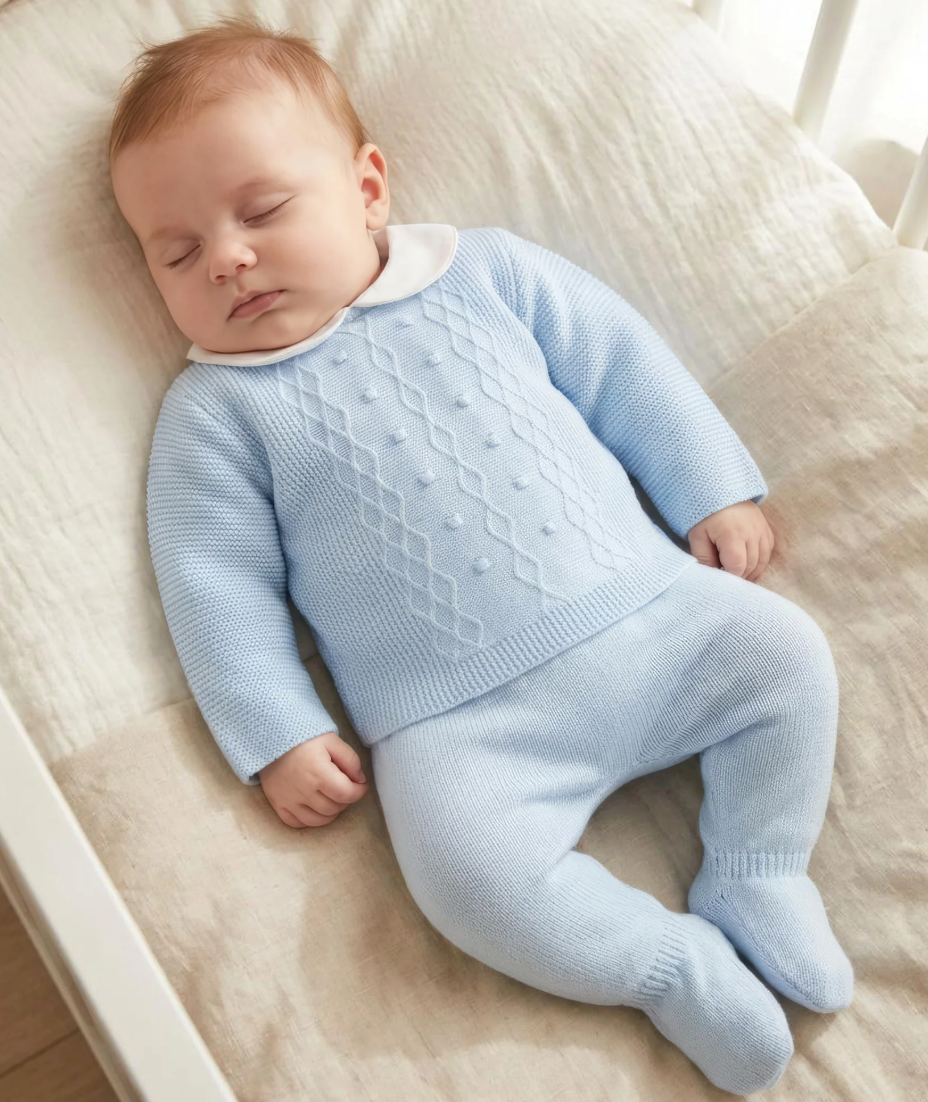 Pex Boys Blue Knit Two Piece Set & Hat Gino