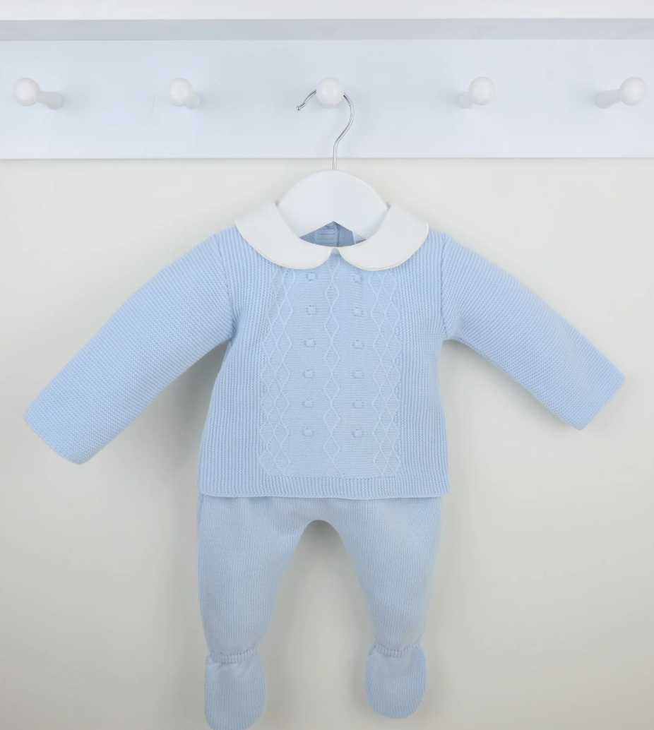 Pex Boys Blue Knit Two Piece Set & Hat Gino