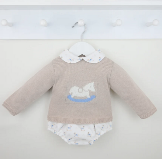 PRE ORDER Pex Boys Beige Rocking Horse Pant Set