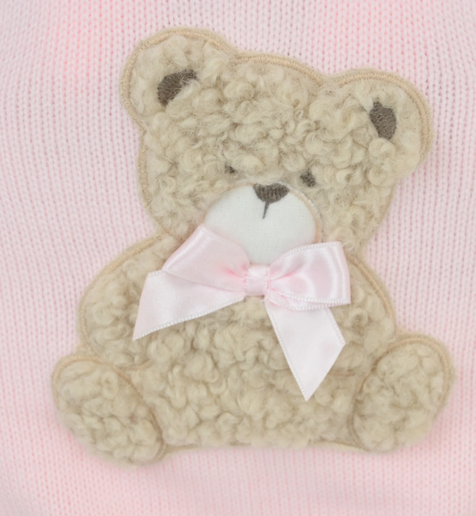 PRE ORDER Pex Girls Pink Knitted Bear Romper Set Bear