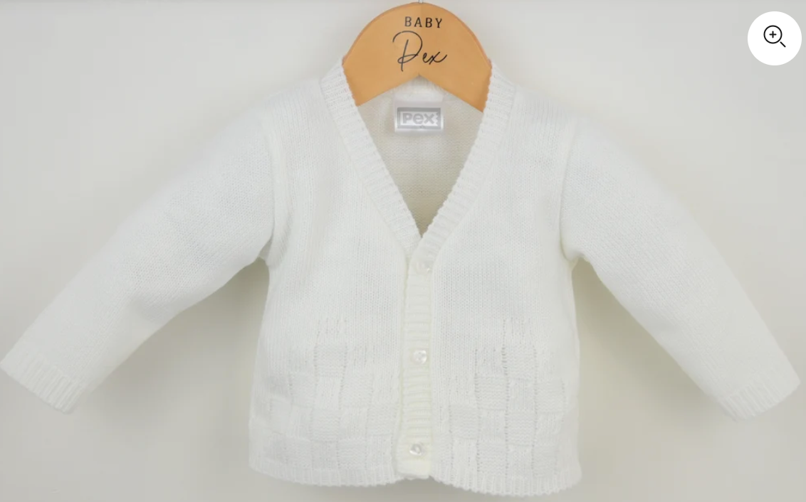 PRE ORDER Pex Boys White Knit Cardigan Bertie