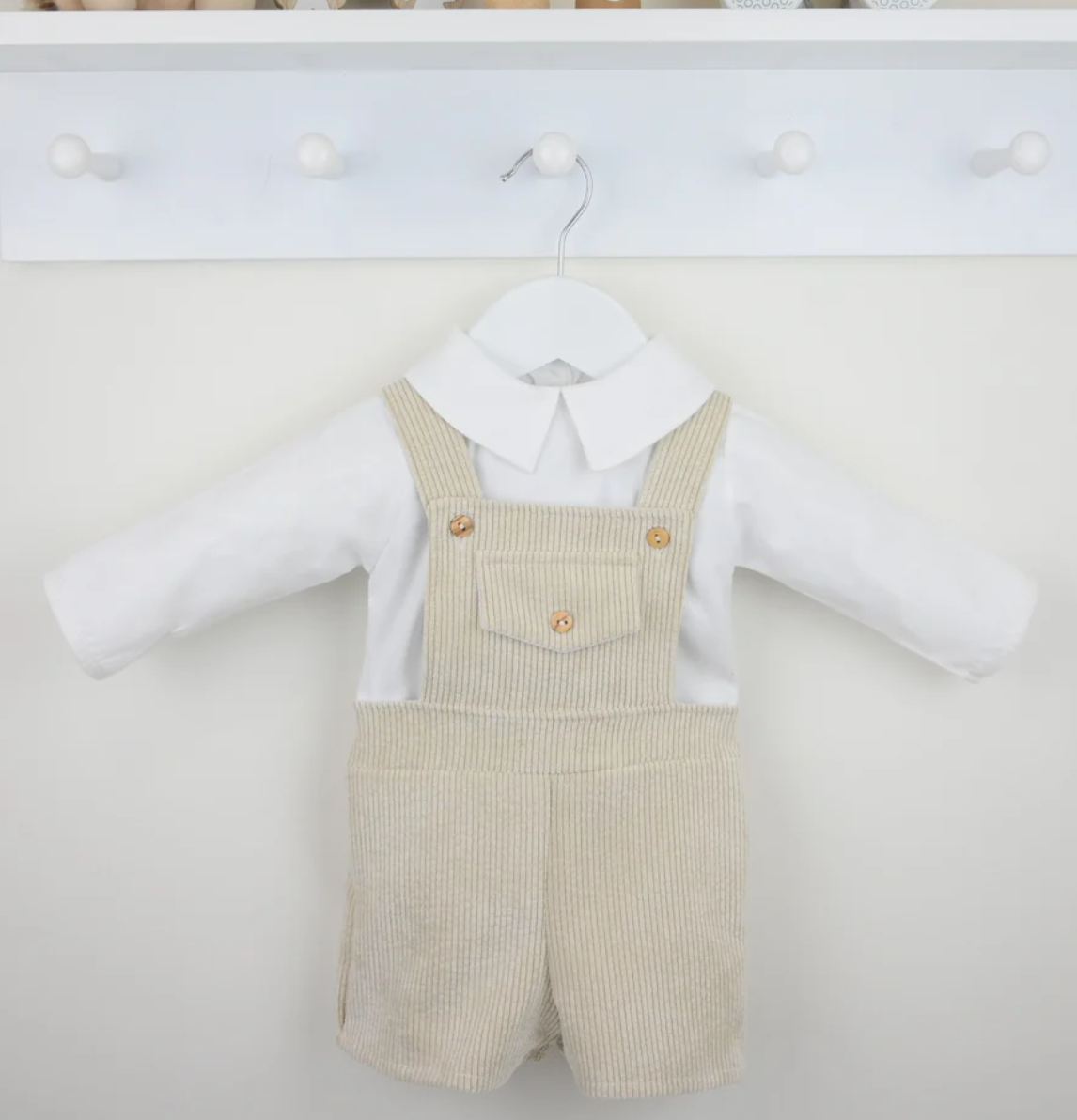 PRE ORDER Pex Boys Beige Corduroy Dunagree Set Anton