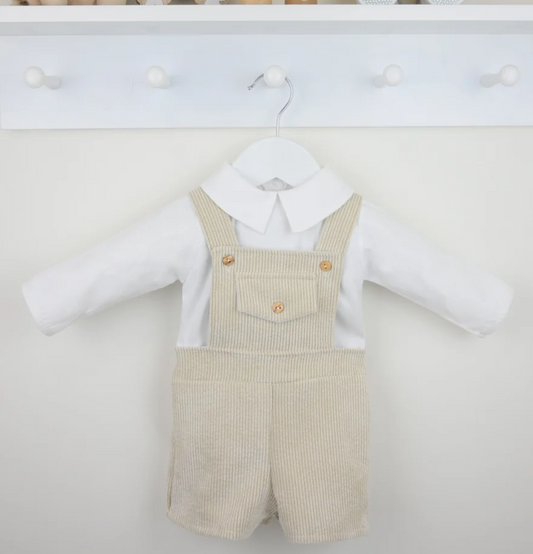 Pex Boys Beige Corduroy Dungaree Set Anton