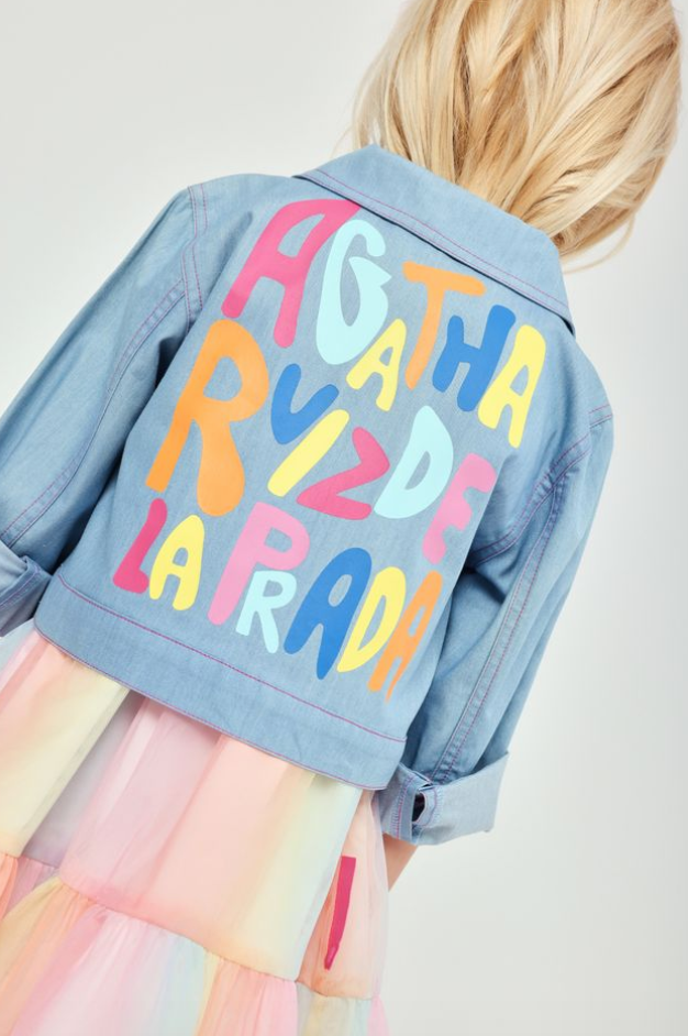 Agatha Ruiz De La Prada Blue Denim Printed Jacket 8540