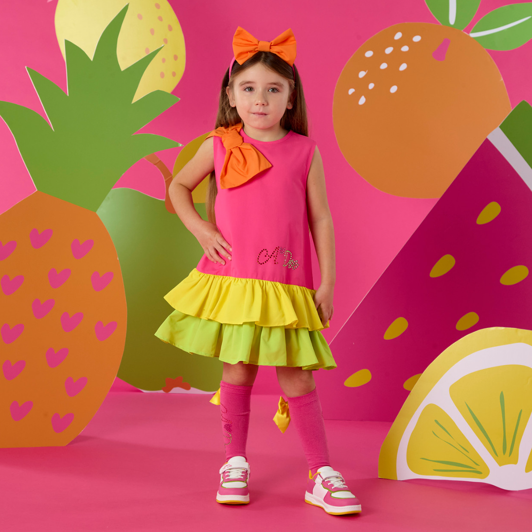 ADee Bright Pink Colour Block Dress Trudy