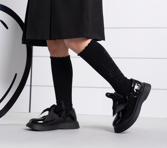 PRE ORDER ADee Girls Black Bow Shoe Lyra