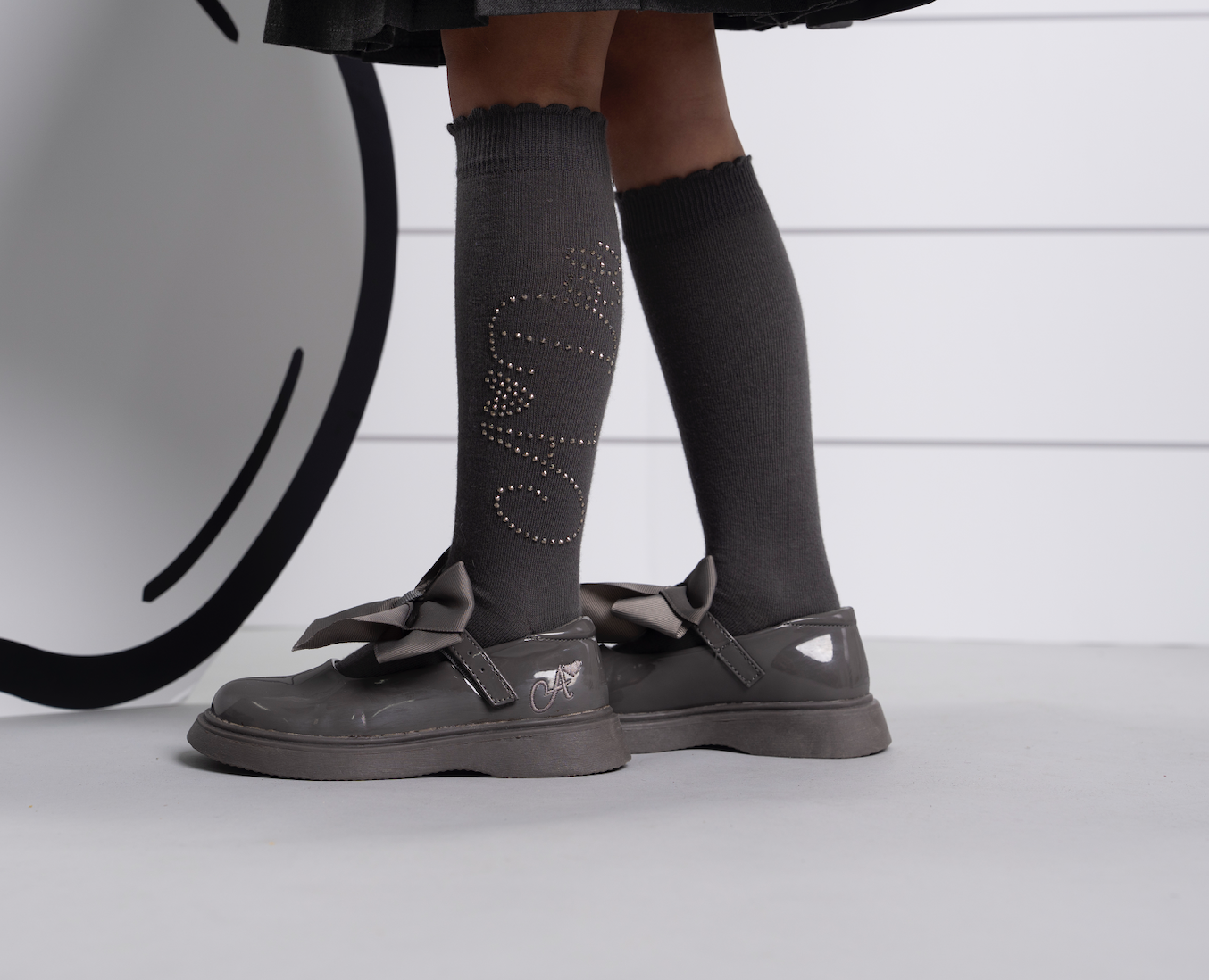 PRE ORDER ADee Girls Grey Bow Shoe Lyra
