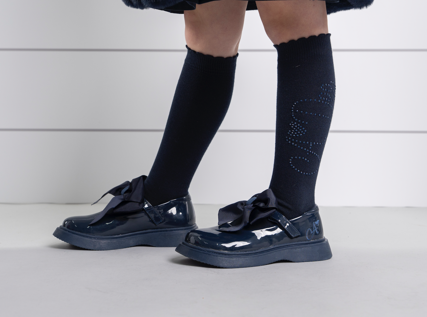 PRE ORDER ADee Girls Navy Bow Shoe Lyra
