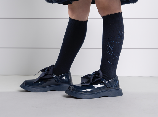 PRE ORDER ADee Girls Navy Bow Shoe Lyra