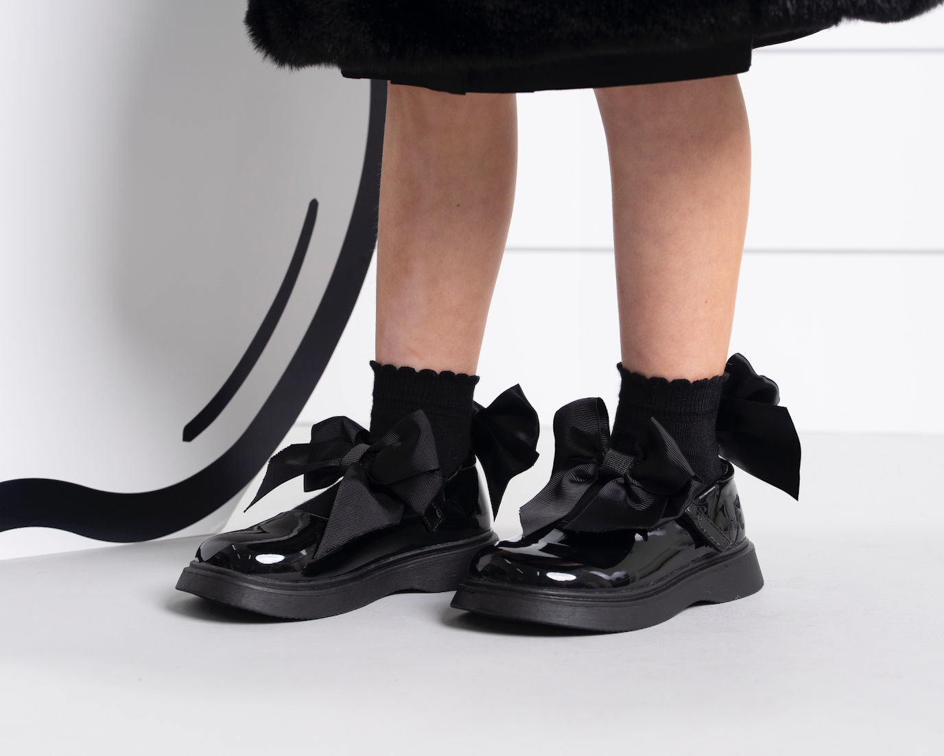PRE ORDER ADee Girls Black Bow Shoe Lyra