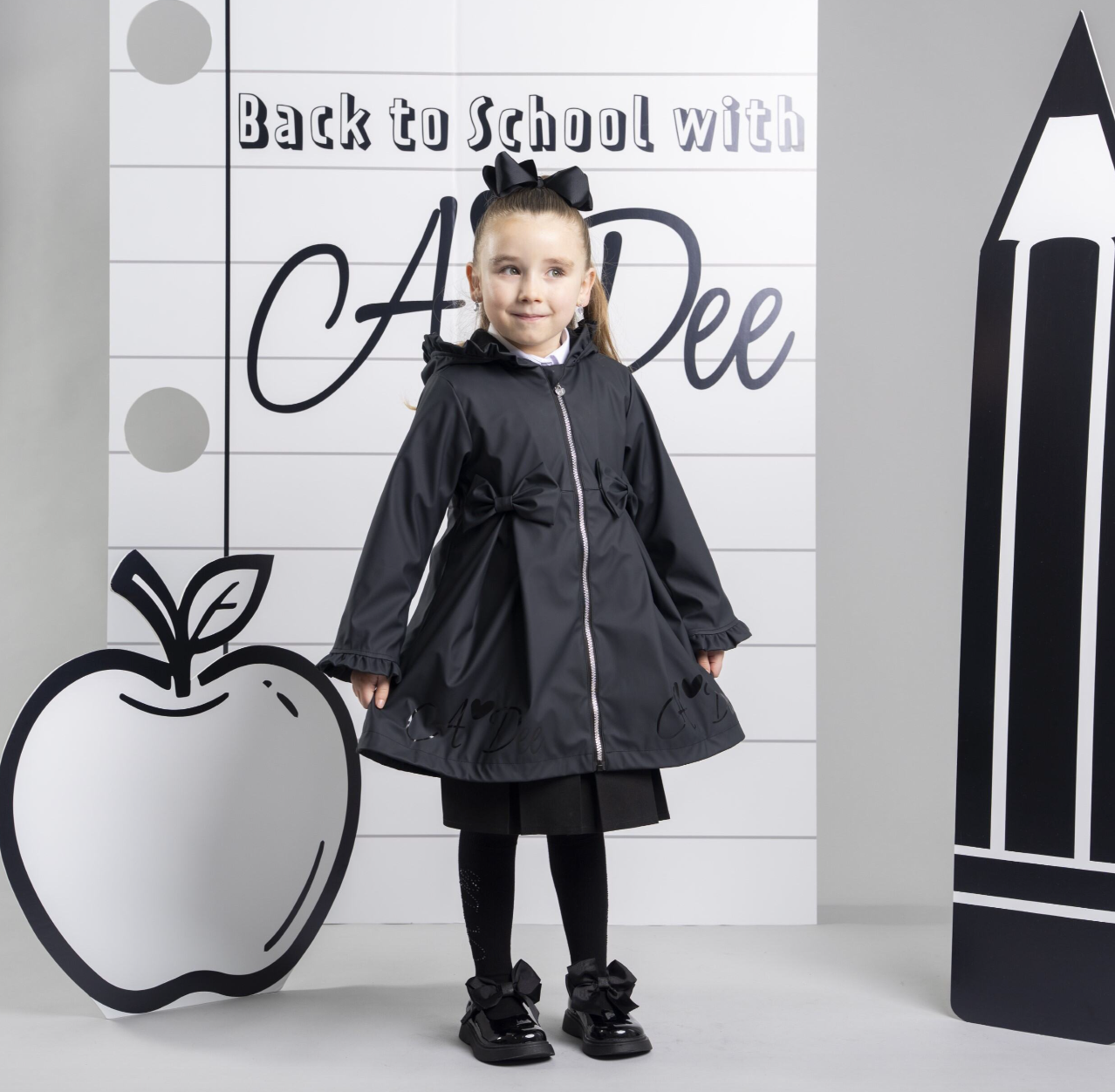 PRE ORDER ADee Girls Grey Bow Raincoat Nova