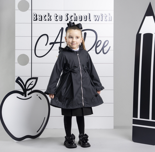 PRE ORDER ADee Girls Grey Bow Raincoat Nova