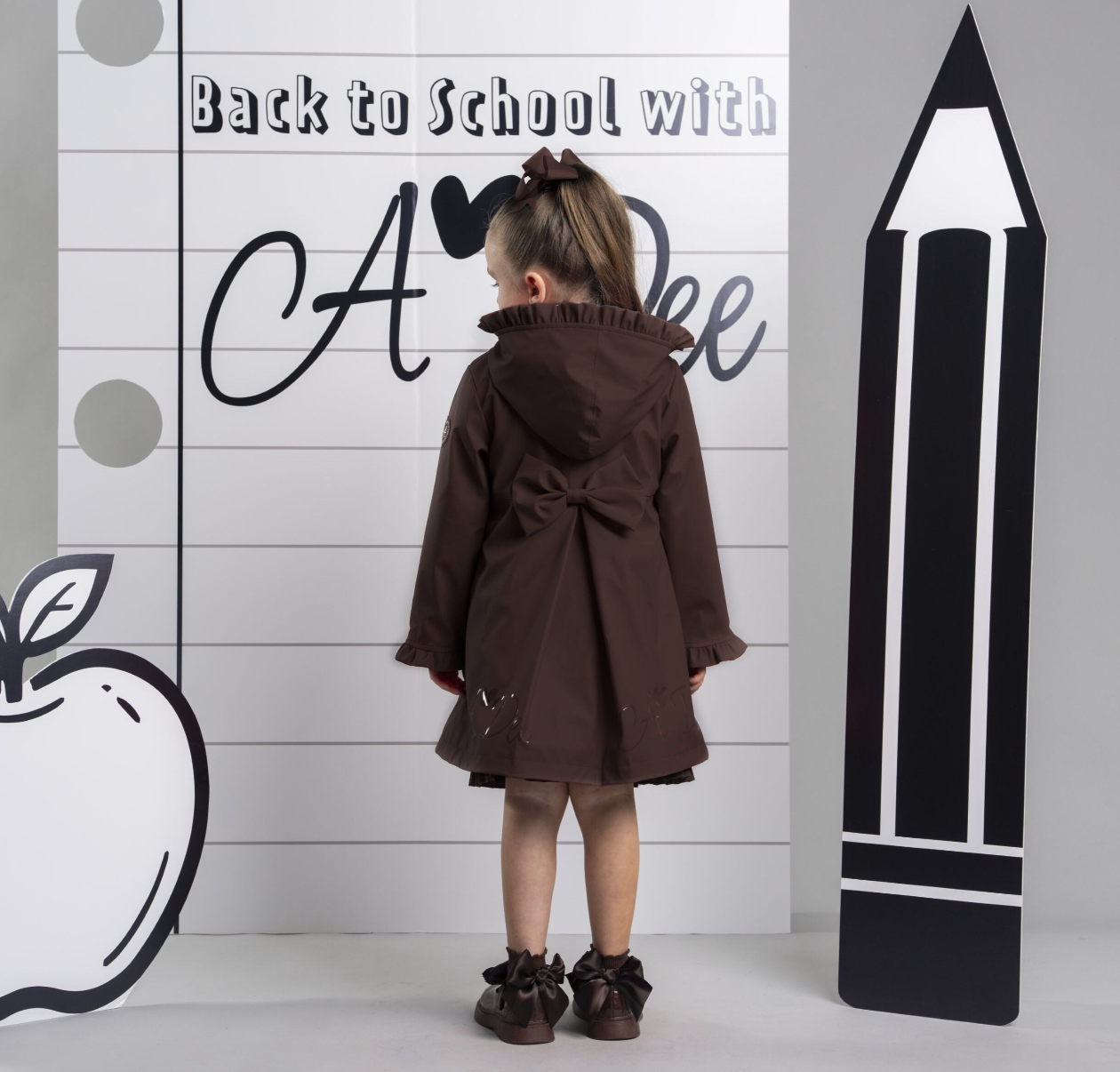 PRE ORDER ADee Girls Brown Bow Raincoat Nova
