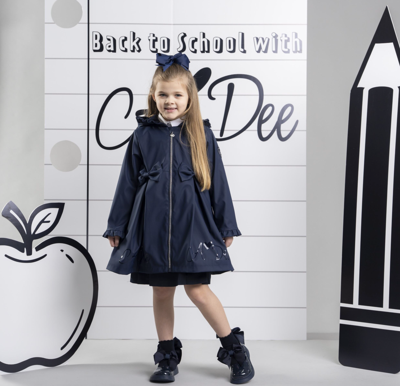 PRE ORDER ADee Girls Navy Bow Raincoat Nova