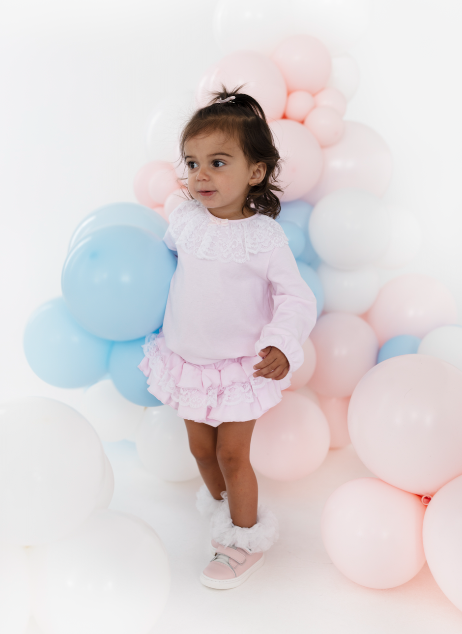 Blues Baby Girls Pink Lace Jam Pant Set BB3124