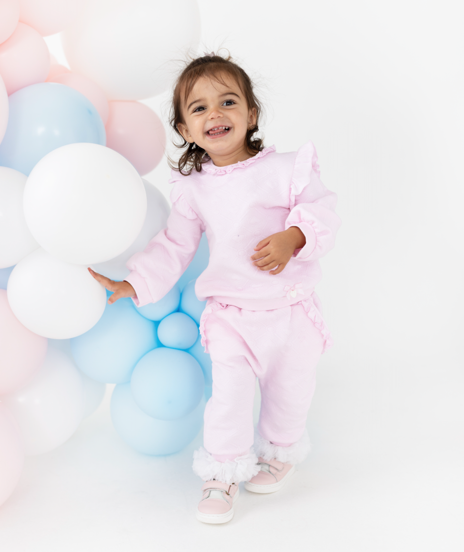 Blues Baby Girls Pink Heart Embossed Tracksuit BB3183