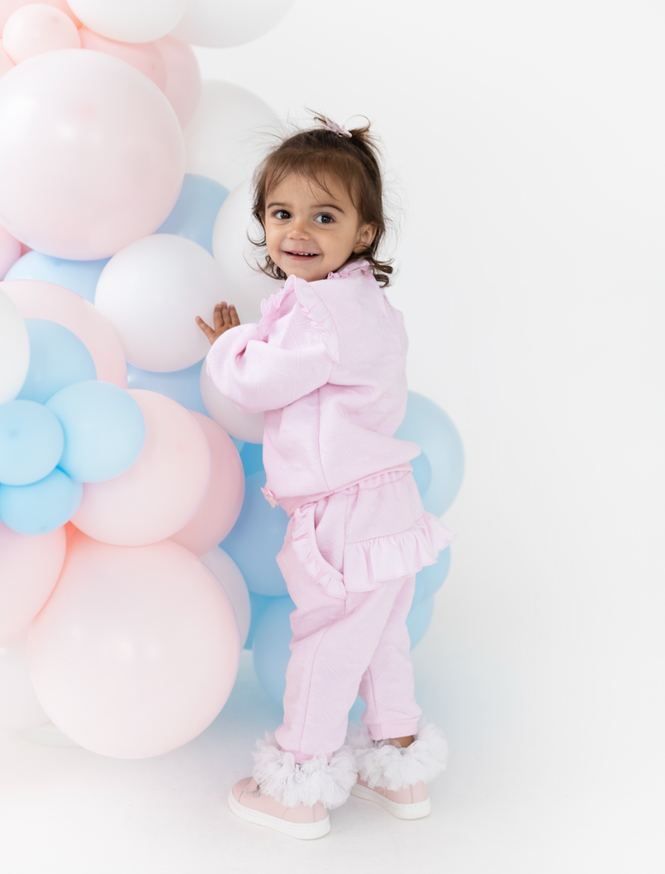 Blues Baby Girls Pink Heart Embossed Tracksuit BB3183
