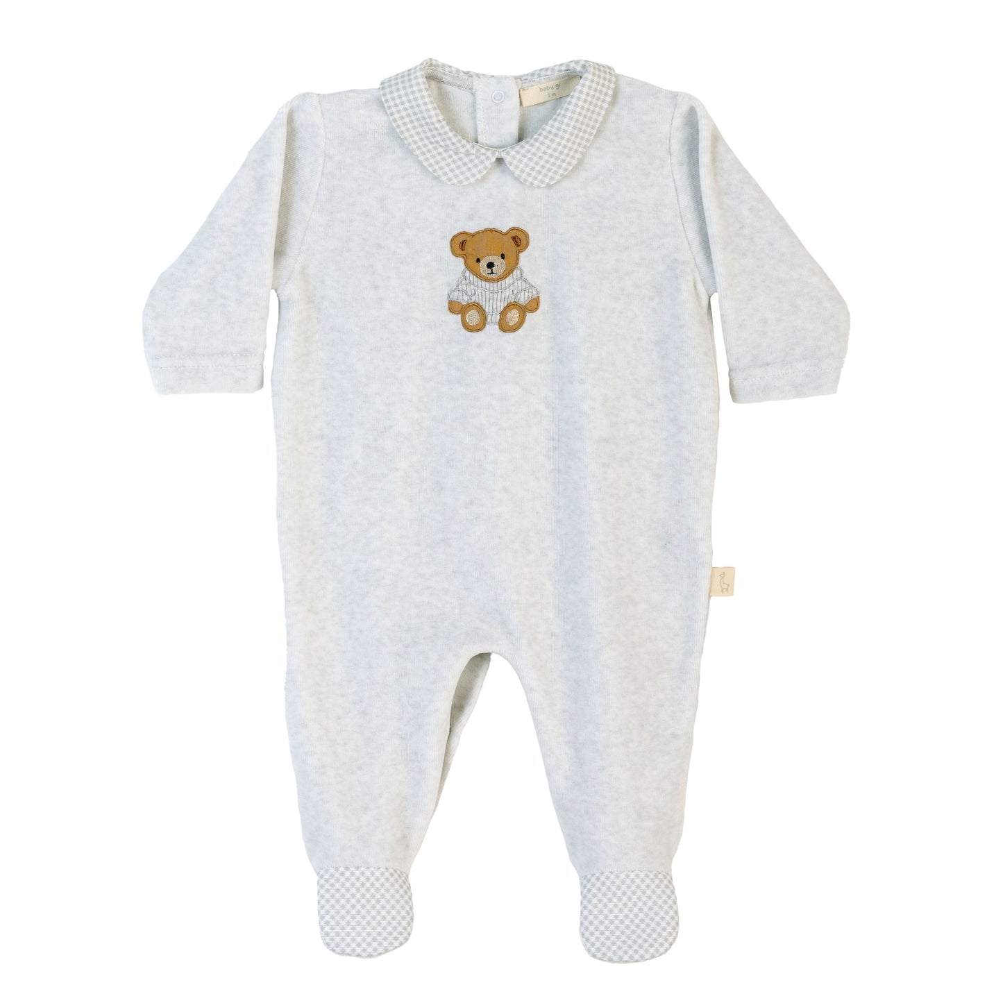 Baby Gi Unisex Grey Velour Teddy Babyrgrow TH50
