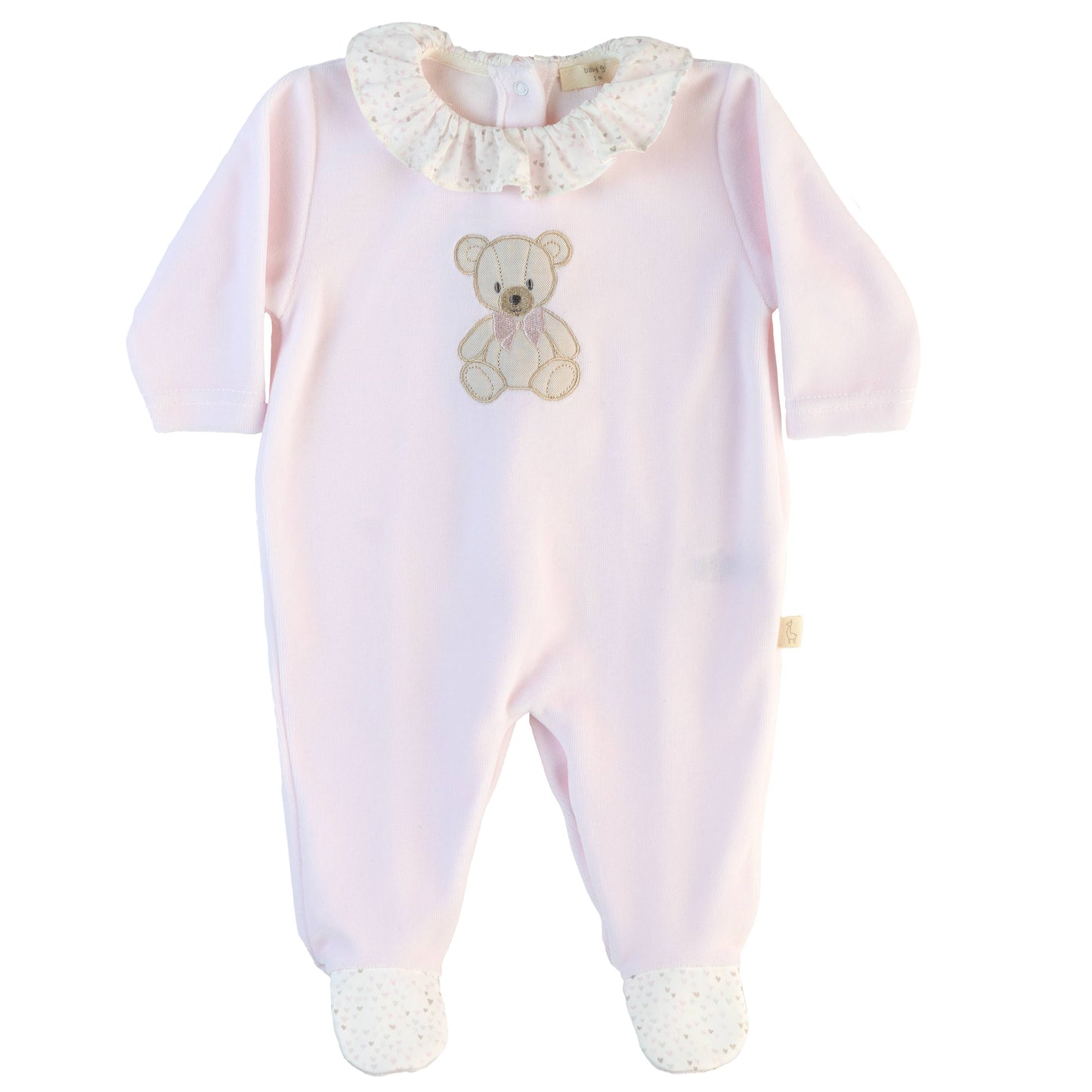 Baby Gi Girls Pink Velour Teddy Bear Babygrow TM50