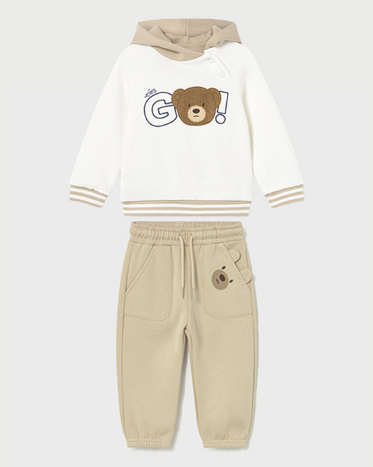 Mayoral Baby Boys Beige Hooded Tracksuit 2414 2504