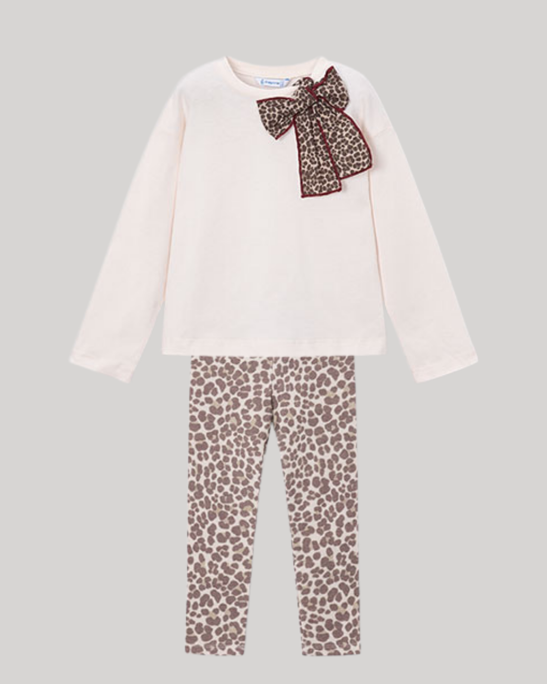 Mayoral Girls Brown Leopard Print Bow Legging Set 4209 4701