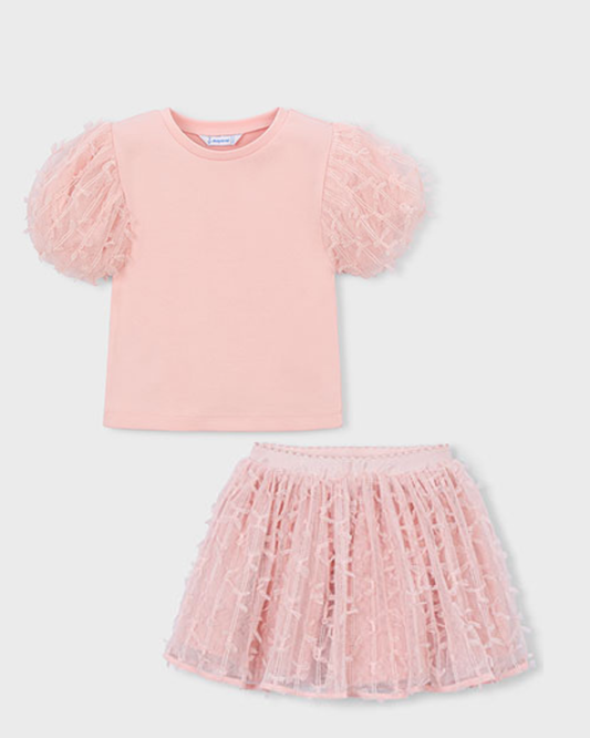PRE ORDER Mayoral Girls Pink Tulle Skirt Set 3001 3901