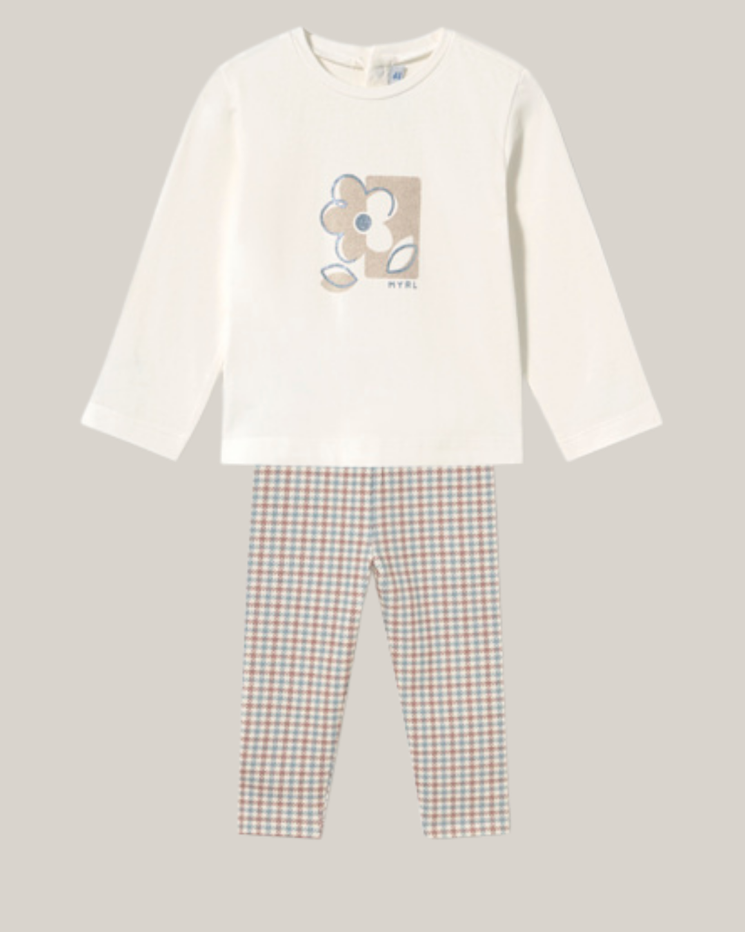 Mayoral Baby Girls Cream Checked Legging Set 116 2779