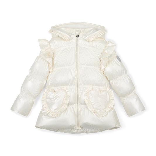 ADee White Frill Heart Padded Jacket Liliana