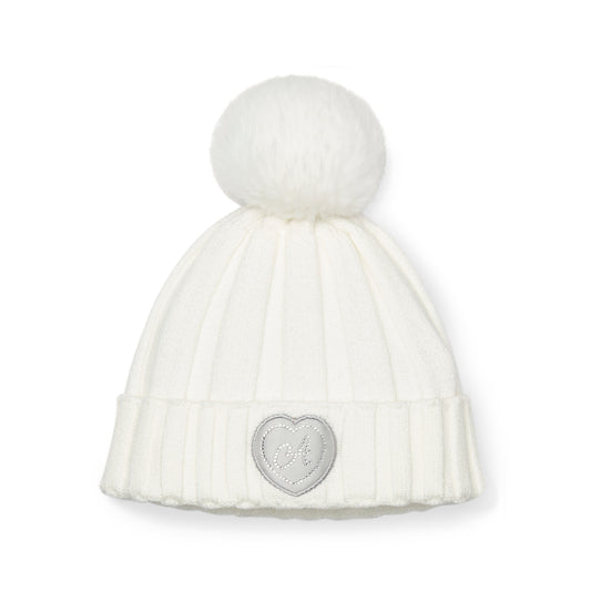 ADee White Pom Pom Knitted Hat Mallory