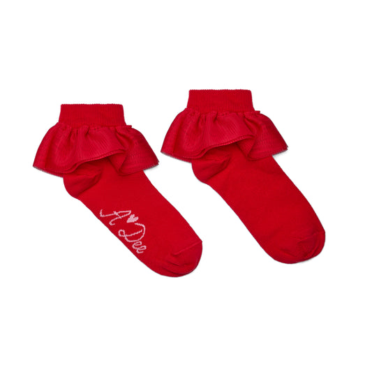 ADee Red Frill Ankle Sock Loulou