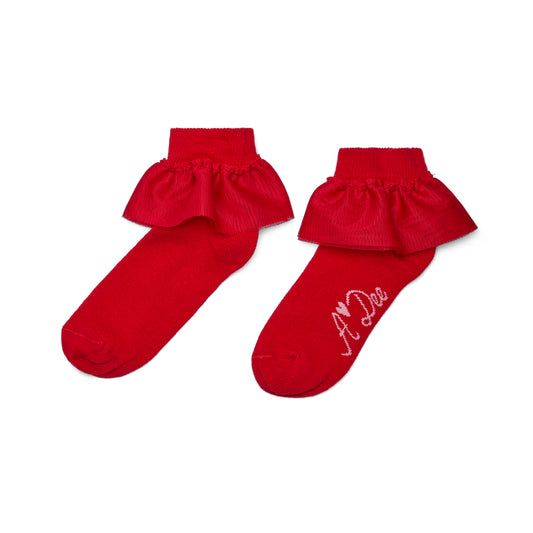 ADee Red Frill Ankle Sock Loulou