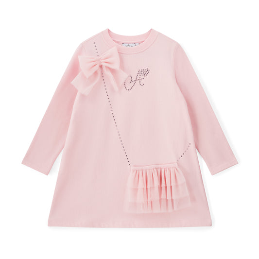 ADee Girls Pink Tulle Handbag Jersey Dress Miracle