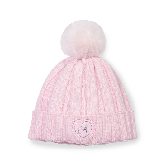 ADee Pink Pom Pom Ribbed Hat Mallory