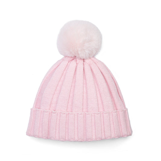 ADee Pink Pom Pom Ribbed Hat Mallory