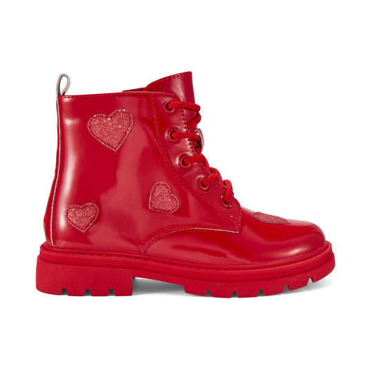 ADee Red Sparkle Heart Ankle Boot Amoreb