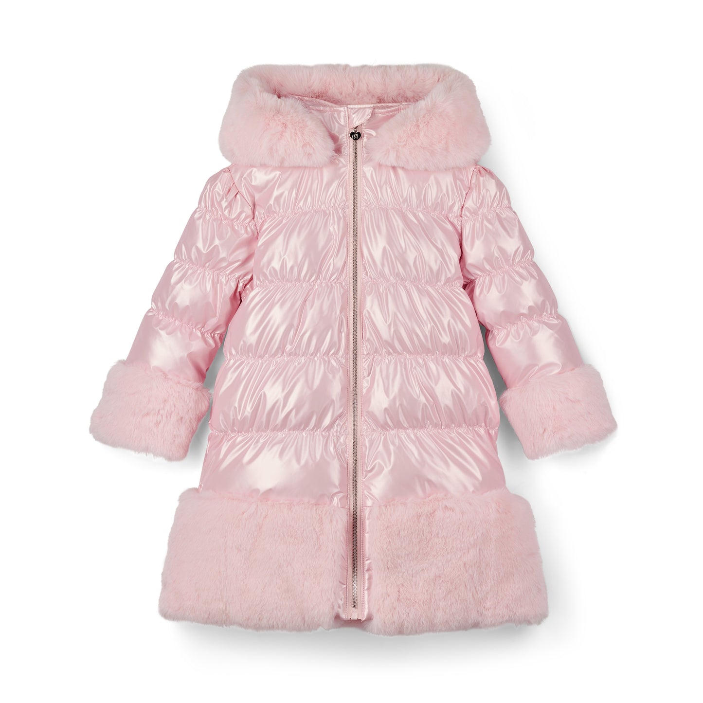 PRE ORDER ADee Girls Pink Long Fur Trim Jacket Aurora