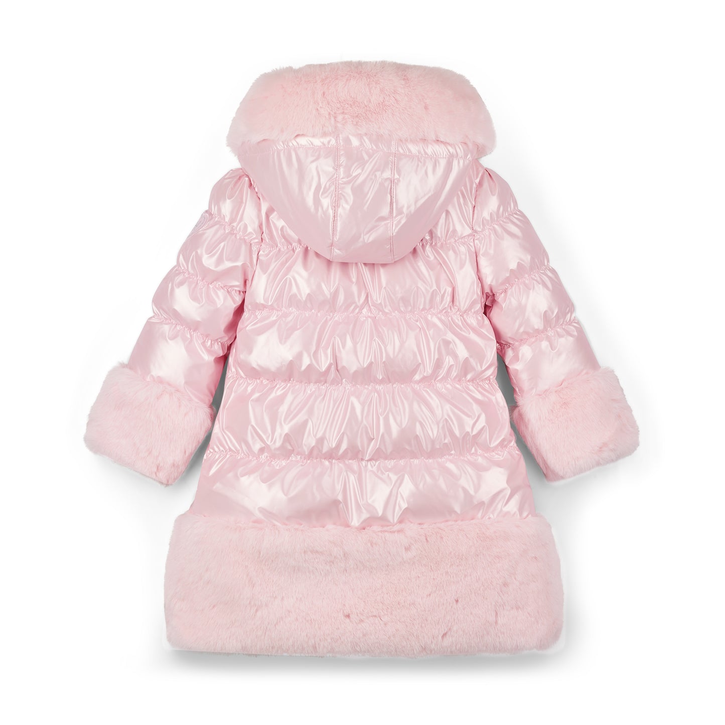 PRE ORDER ADee Girls Pink Long Fur Trim Jacket Aurora