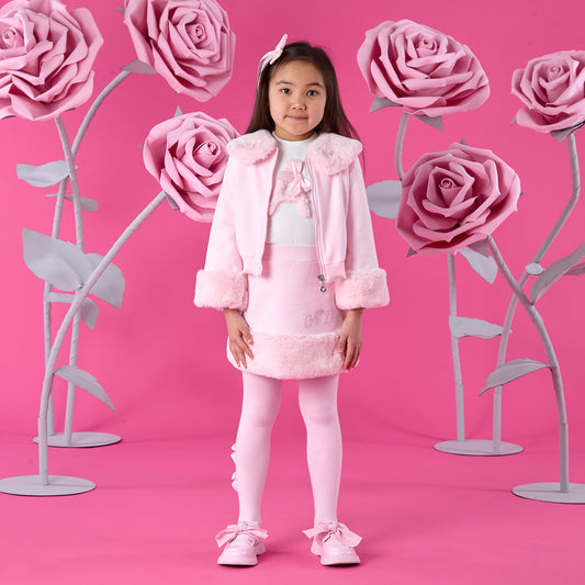 PRE ORDER ADee Girls Pink Fur Trim Bomber Audrey