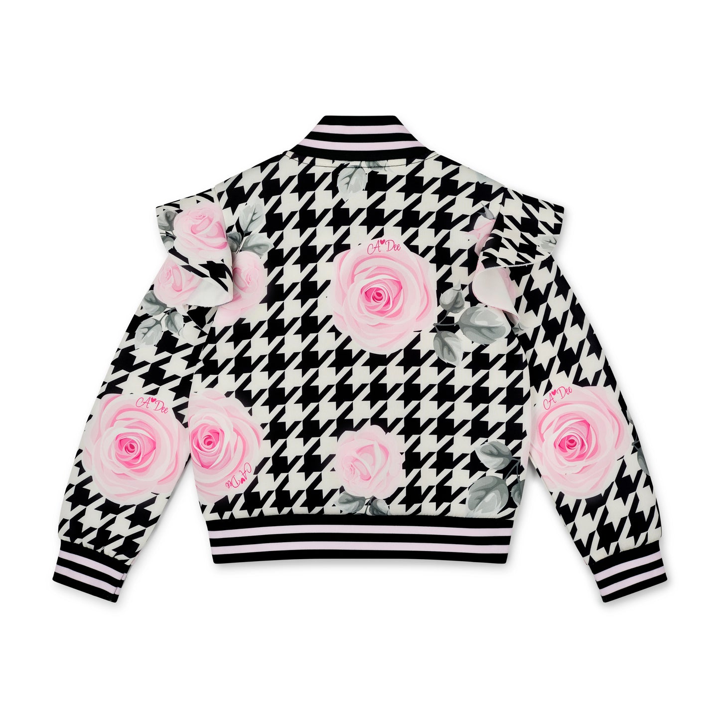 PRE ORDER ADee Girls Black Houndstooth Print Bomber Autumn